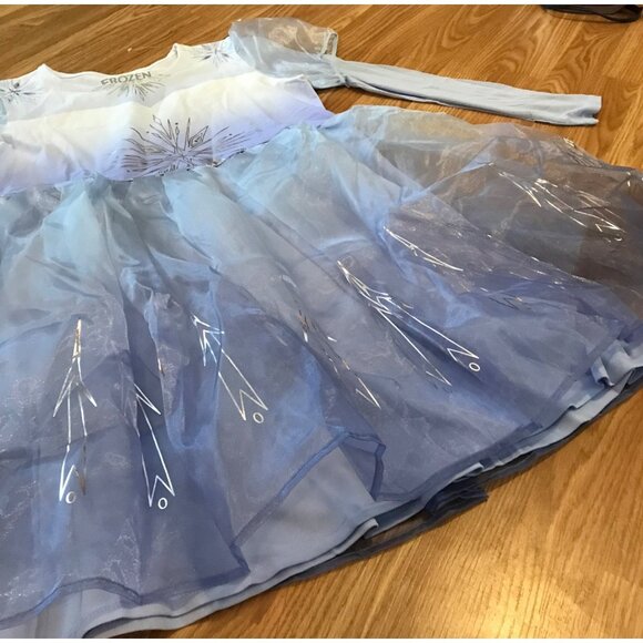 Disney Frozen Princess Elsa Dress Size 2X Blue Silver Snowflake Halloween - Picture 2 of 9